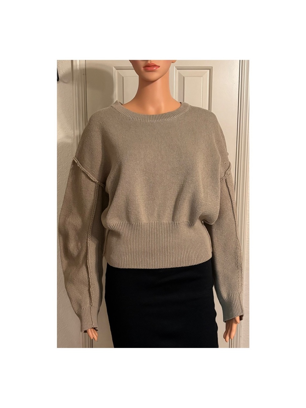Zara Oversized Crewneck Sweater - Taupe
